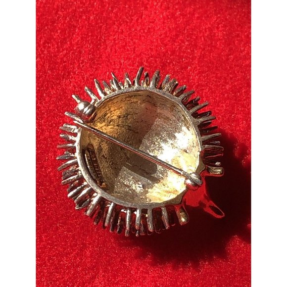 Vintage Hedgehog Brooch Pin Sterling Silver Faux Gold 1" x 1" Marked - Picture 11 of 11
